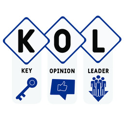 KOL - Key Opinion Leader acronym. business concept background.  vector illustration concept with keywords and icons. lettering illustration with icons for web banner, flyer, landing page