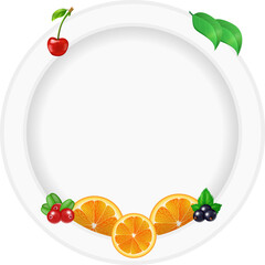 Fruits and berries round flyer banner card template for design