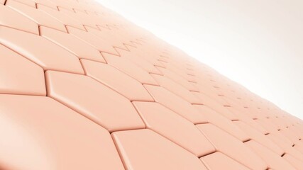 Gold Serum dropping into skin cells and then turns into firm facial skin and radiant. Repair skin cell concept. 3d animation.