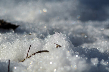 Snow melts in the spring