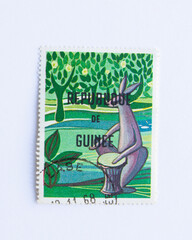 Guinea Republic Postage Stamp. circa 1968.  leuk the hare and the drum