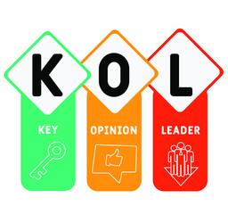 KOL - Key Opinion Leader acronym. business concept background.  vector illustration concept with keywords and icons. lettering illustration with icons for web banner, flyer, landing page