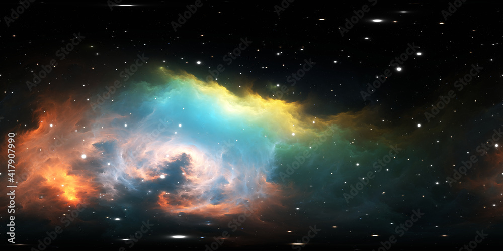 Wall mural 360 degree space nebula panorama, equirectangular projection, environment map. hdri spherical panora