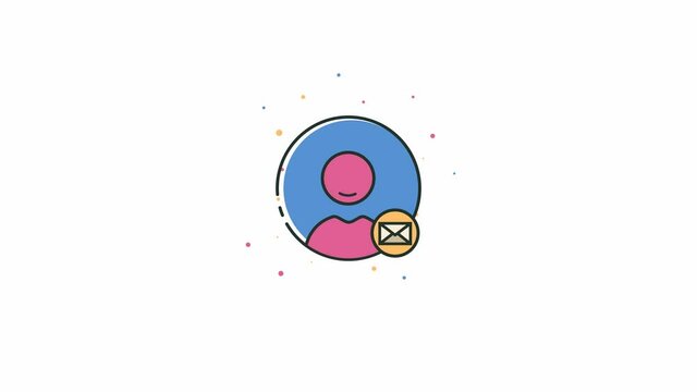 Cool minimalistic animated profile icon with message icon. Account photo. Interface icon. Shape animaton. Vector animation.