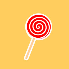 Candy icon, lollypop sign, flat graphic design template, vector illustration