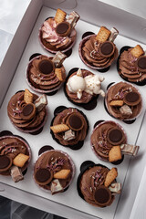 chocolate cupcakes sprinkled with sweets