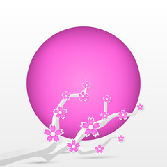Frame circle template flower sakura vector design