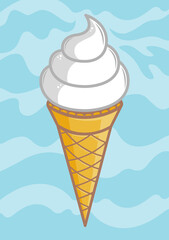 Ice cream in a cone vector illustration