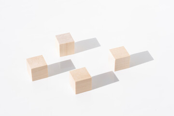 Wooden cubes on a white background. Business and design concept, Symbol of leadership