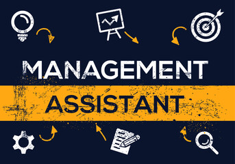 Creative (management assistant) Banner Word with Icon ,Vector illustration.