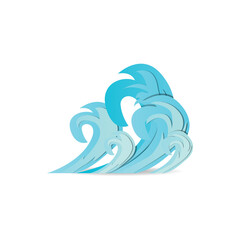 Paper cut wave water design element vector