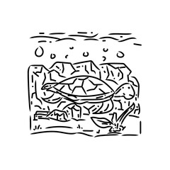 Save ocean monoline design illustration vector