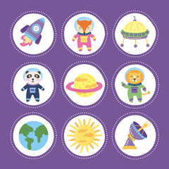 space animals icons