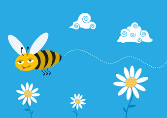 Flying bee vector illustration