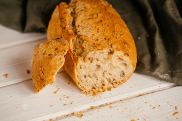 cereal bread on a wooden background