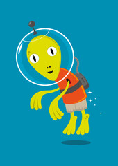 Alien flying vector illustration