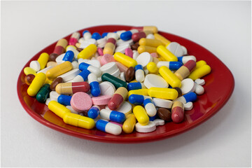 A bunch of pills on a plate