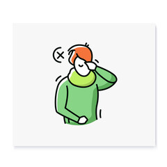 Avoid touching face color icon.Dont touch face with hands.Virus protection.Isolated vector illustration