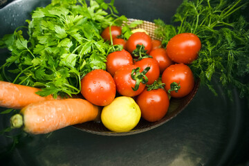 Close up view vegetable washing