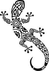 Lizard in Maori style. Tattoo sketch - obrazy, fototapety, plakaty