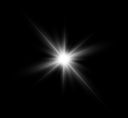 Fototapeta premium Bright flash of light, new star, bright sun for vector illustrations.