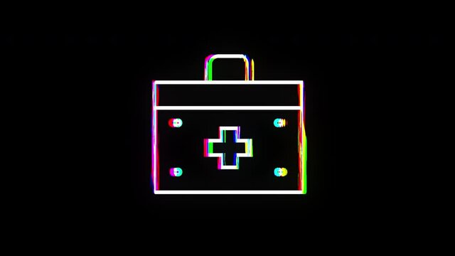Glitch effect animation of the First aid kit icon.