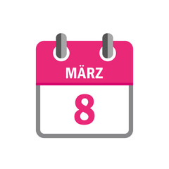8th march international womens day in pink calendar vector illustration EPS10