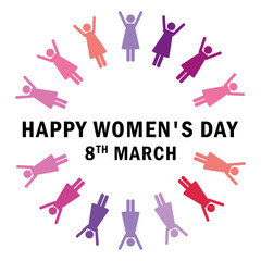 8th march international womens day women around the world pictogram vector illustration EPS10