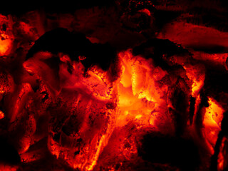 hot embers of burning wood 
