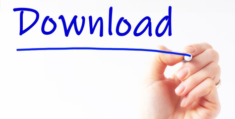 Hand writing inscription Download with marker, concept, stock image
