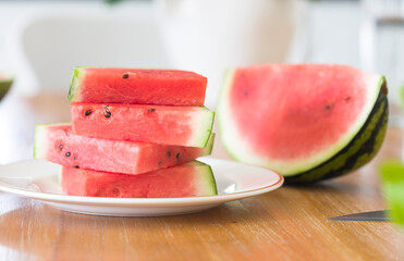 Watermelon slices on a plate, UK