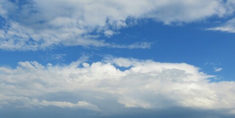 Beautiful long cloud in blue sky background, natural cloudscape
