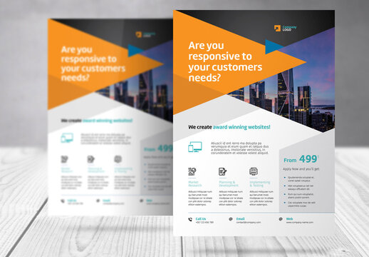 Business Creative Agency Flyer with Orange and Blue Accents