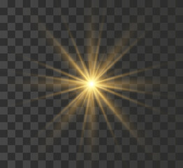  A bright yellow star explodes on a transparent background.