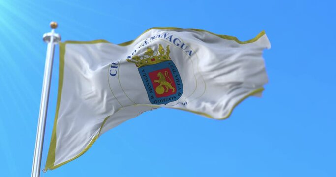 Flag of Managua, capital city of Nicaragua. Loop