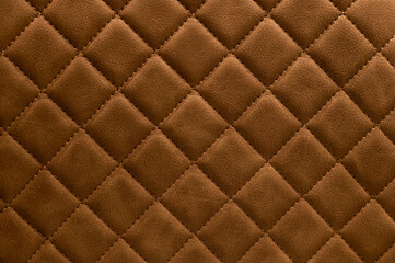 Brown leather texture. Drawing with rhombuses.