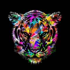 Foto op Canvas abstract colorful background with tiger © reznik_val