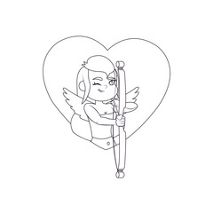 Cupid cartoon in a heart. Angel of love - VEctor