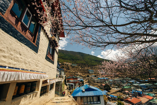View of Namche bazar - way to everest base camp, Khumbu valley, Sagarmatha national park, Solukhumbu, Nepal