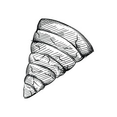Hand drawn sketch of Greek Spanakopita pie and pastries on a white background. Greek cuisine. Food. Meals. 