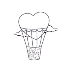 Heart shaped air balloon. Valentines day - Vector