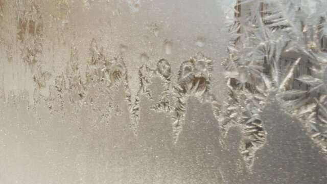 Ice pattern on the window. Severe frost. Russian Winter. Frost. Ice on the window.