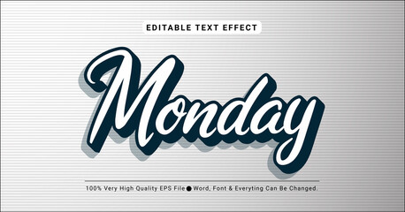Fototapeta 3d Monday Text Style Effect, Editable Text Effect obraz