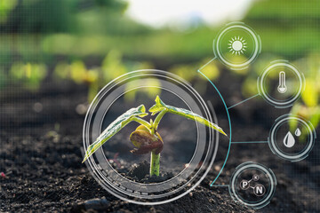Smart digital agriculture technology by futuristic sensor monitoring and data collection management...