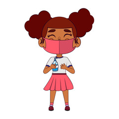 Girl with antibacterial gel and face mask - Vector