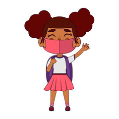 Girl waving wearing masks - Vector illustration design