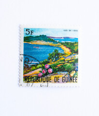 Fototapeta na wymiar Guinea Republic Postage Stamp. circa 1967. Loos islands