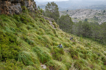walkers ascending Coll Ciuro, Mortix, Escorca, Mallorca, Balearic Islands, Spain