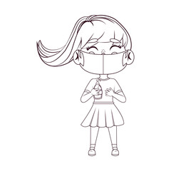 Girl with antibacterial gel and face mask - Vector