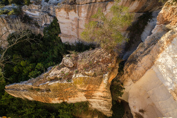 old sandstone quarry, Sa Mola, Felanitx, Mallorca, Balearic Islands, Spain